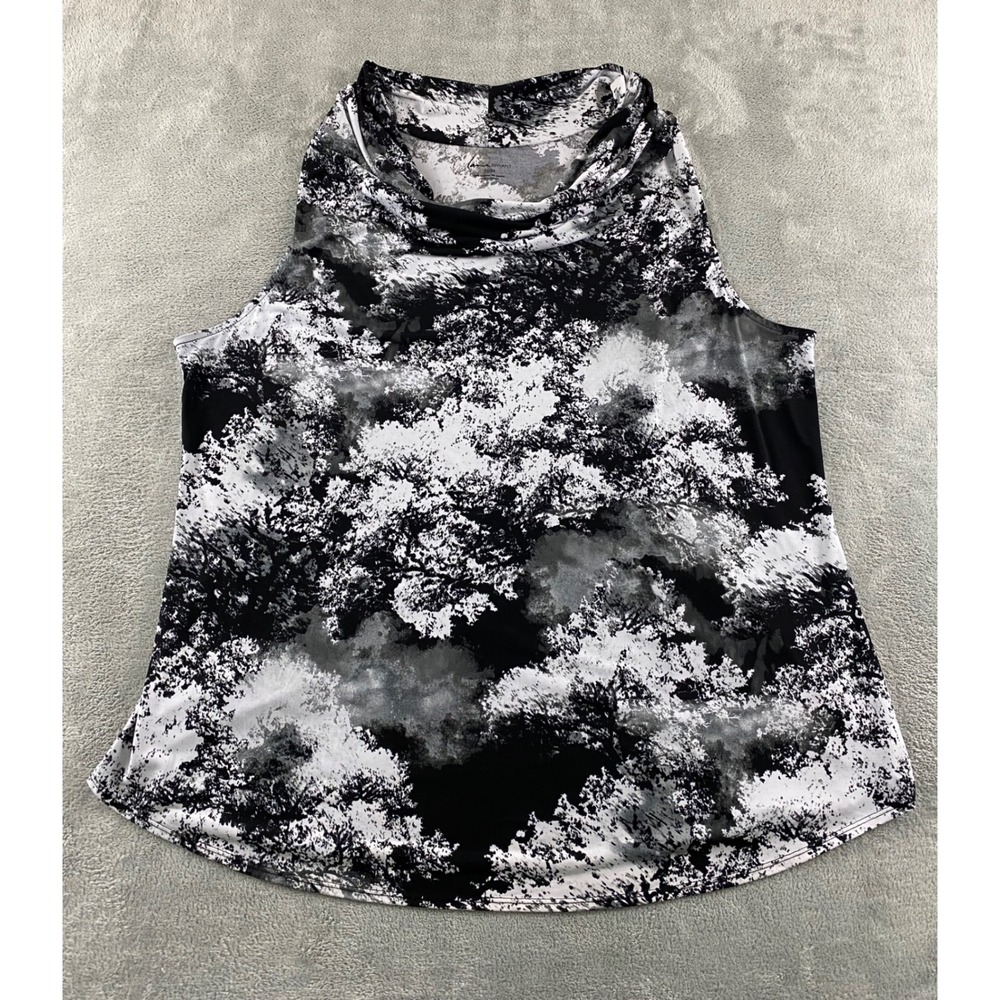 Lane Bryant Black White Abstract Tree Print Cowl Neck Sleeveless Top 22/24